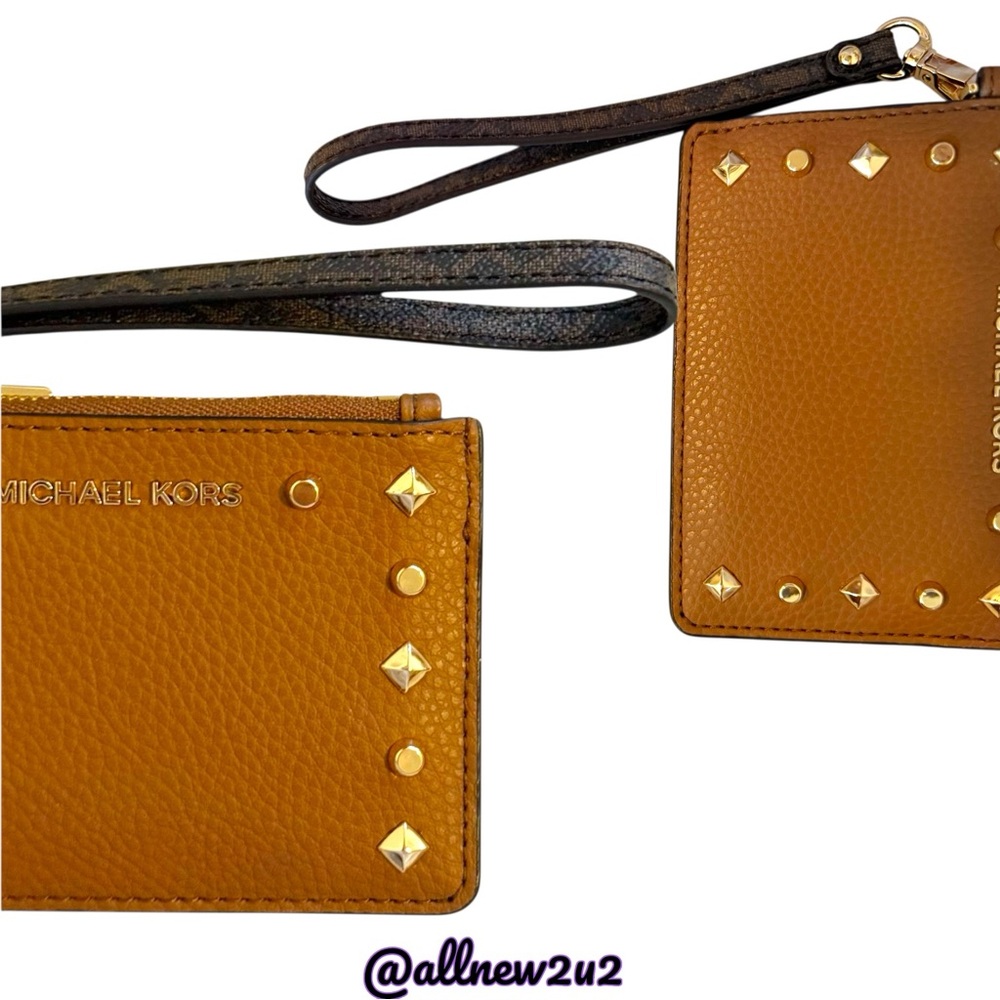 Michael Kors Ciara 2 Pc. Set Goldtone Studded Satchel Bag W / Wallet - Picture 12 of 16
